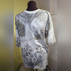 VTG NWT NOS GENERRA M Carnival Resort Island Graphic Relaxed Cotton T Shirt Sz S